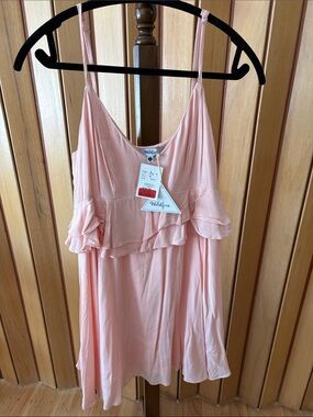 Women's Pink Ruffle Peplum Sundress
